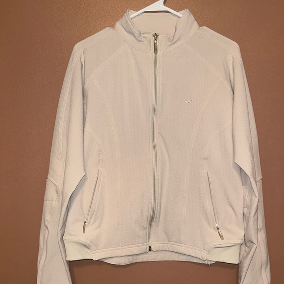 Nike Track Jacket Womens Beige Full Zip Medium - Picture 4 of 10